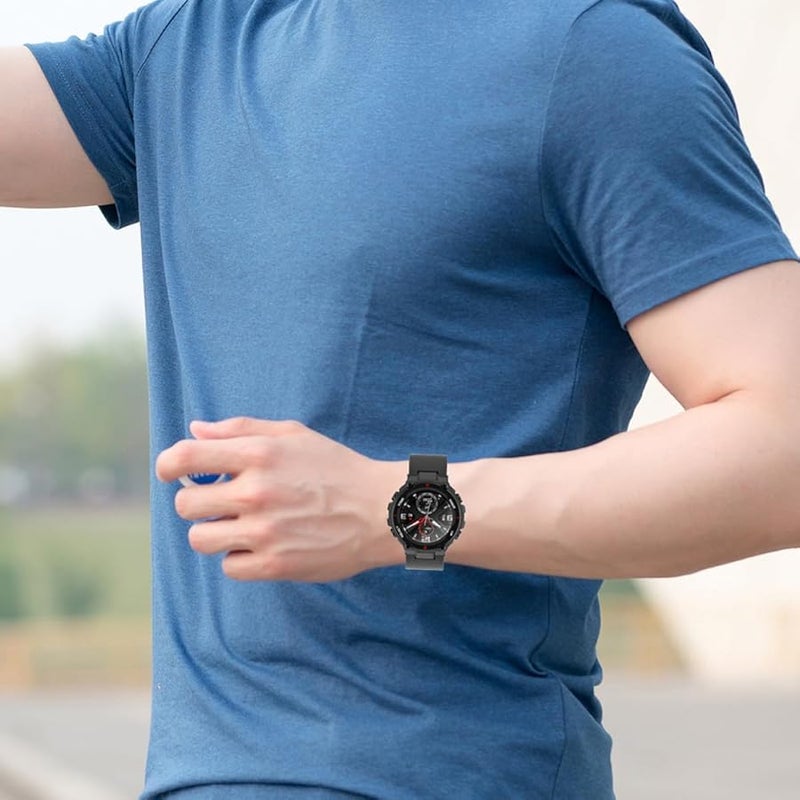 Leather Watch Band Compatible with Men Soft Comfortable Replacement Strap Black - Image 3
